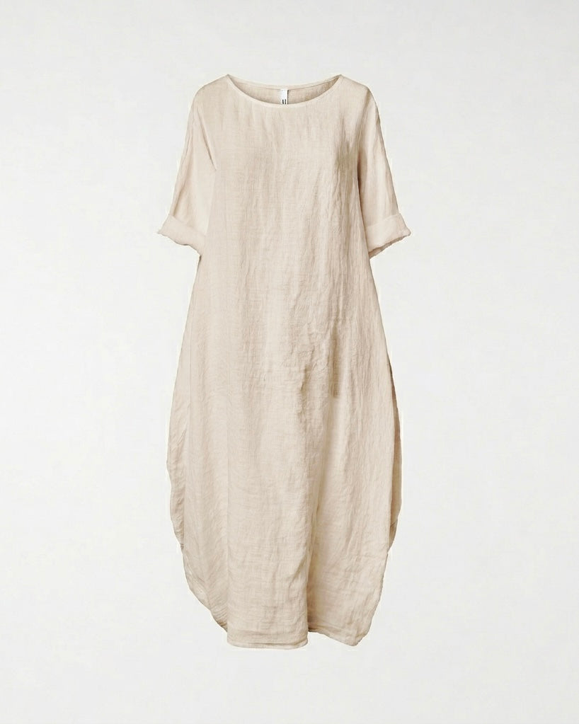 OVER FIT LINEN DRESS BEIGE – Wendy Trendy s.r.l