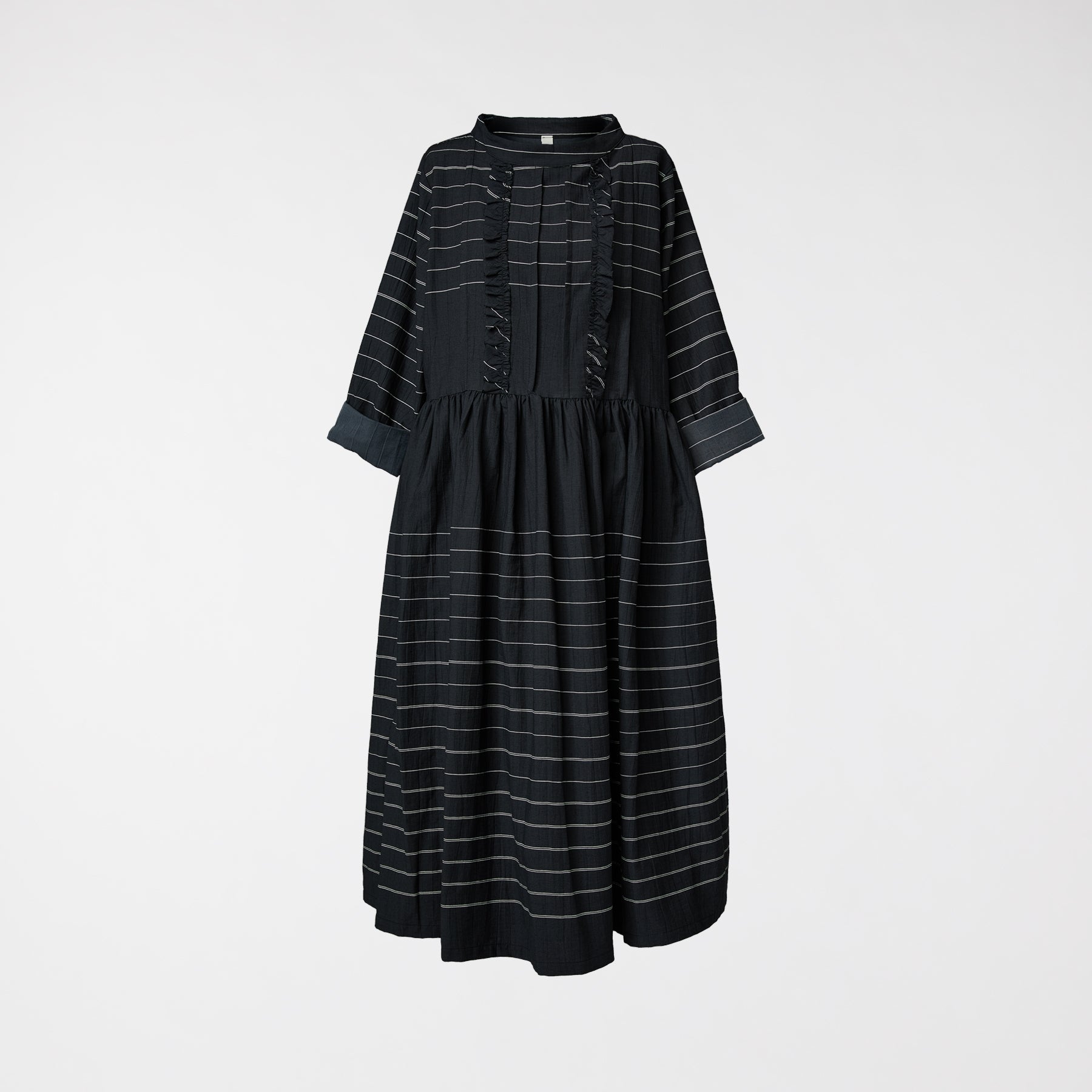 STRIPED DRESS WITH ROUCHE BLACK – Wendy Trendy s.r.l.