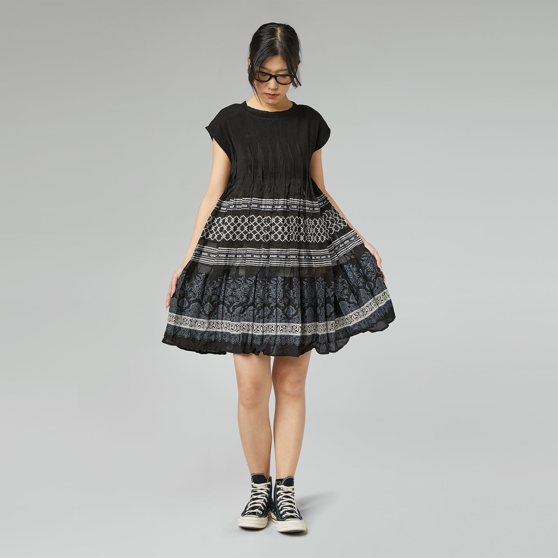 jacquard mini swing dress All White Jacquard Swing Swing Dress, L / All White