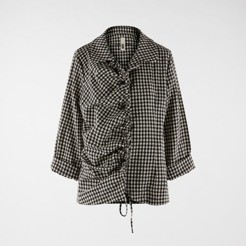 RUCHED EFFECT CHECKED JACKET
