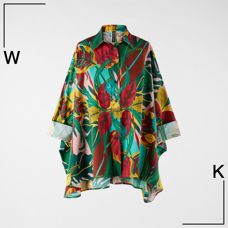 DRAPED SHIRT WITH LEAF PATTERN