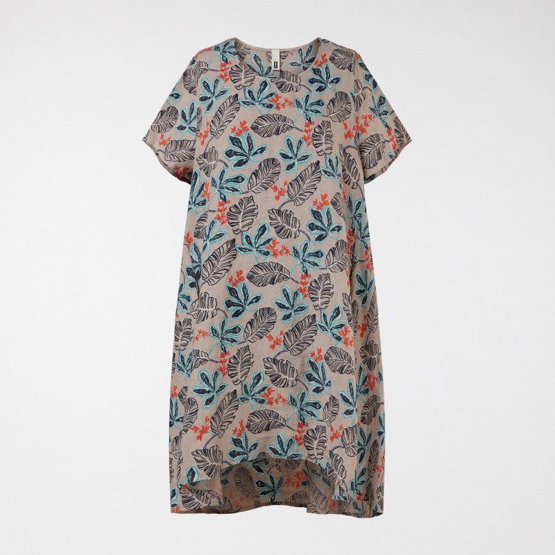 LINEN DRESS WITH FORAL PRINT