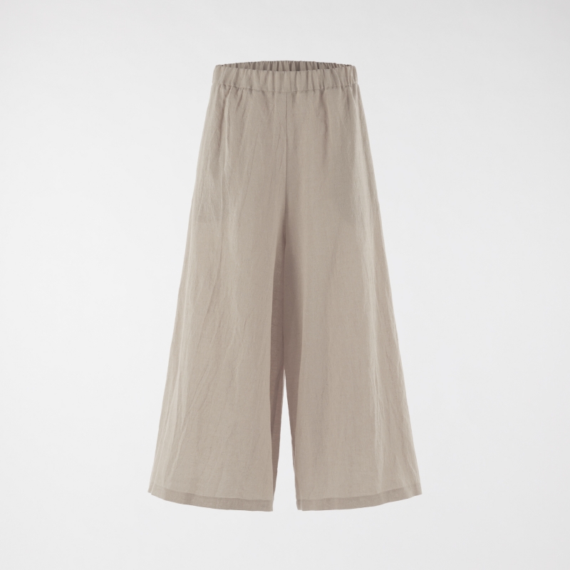 LINEN BLEND PALAZZO TROUSERS