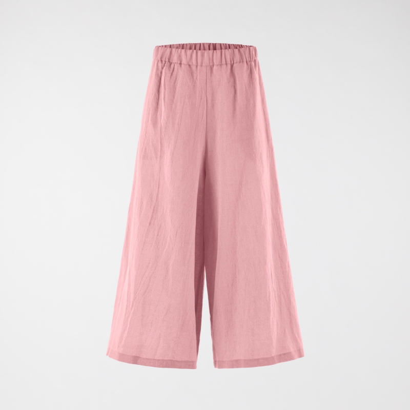 LINEN BLEND PALAZZO TROUSERS