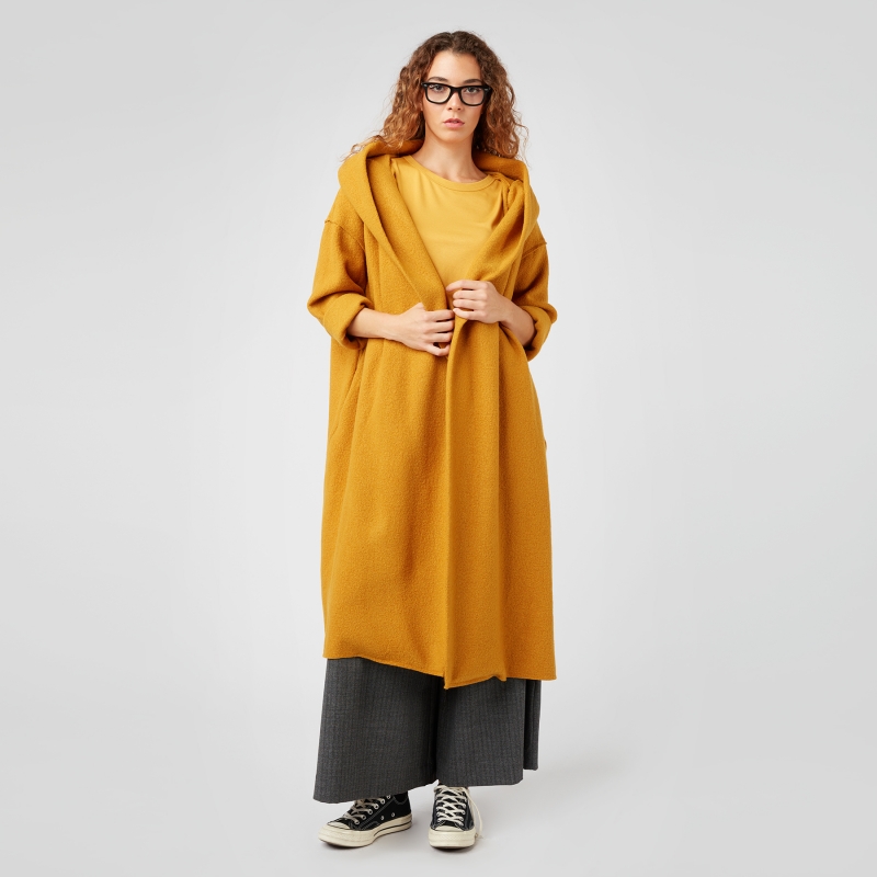 VIRGIN WOOL COAT WITH HOOD