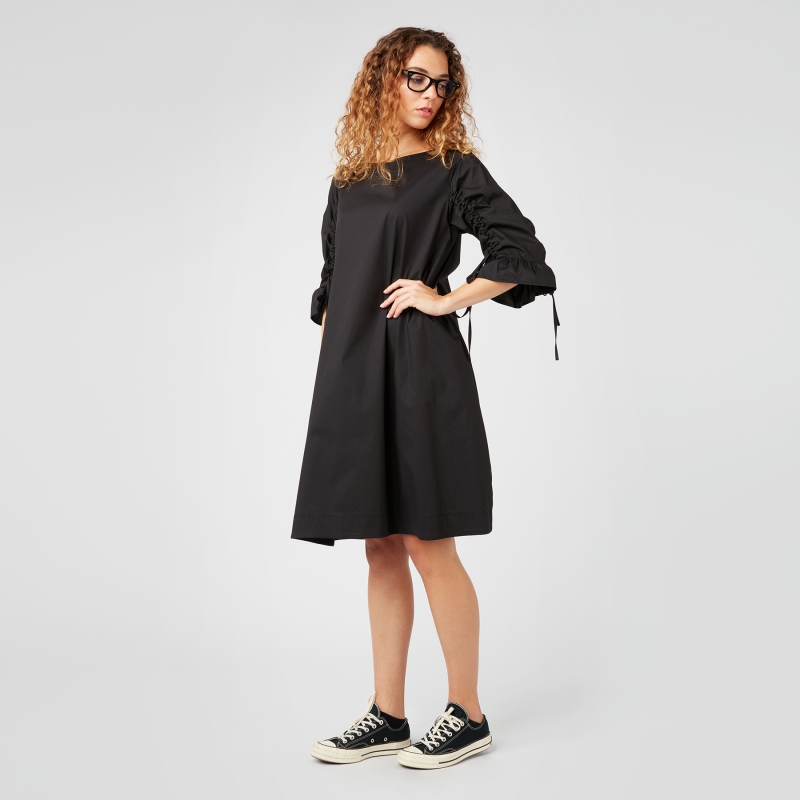 DRESS WITH GATHERED SLEEVES