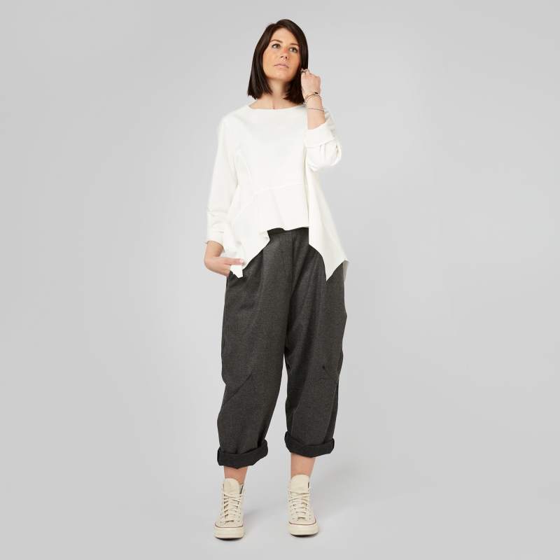 WOOL BLEND BAGGY TROUSERS