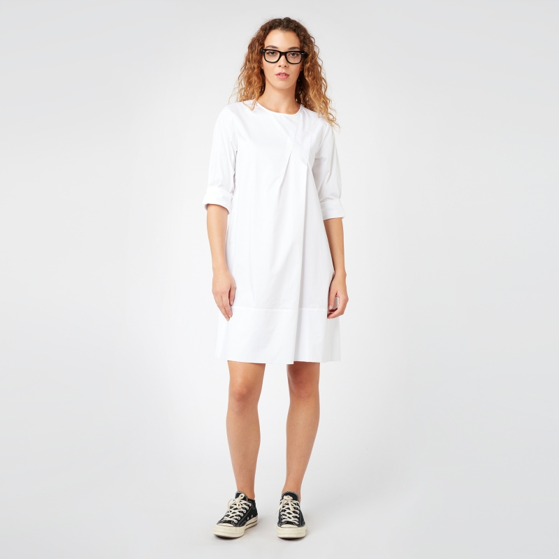 COTTON POPELINE DRESS WITH...