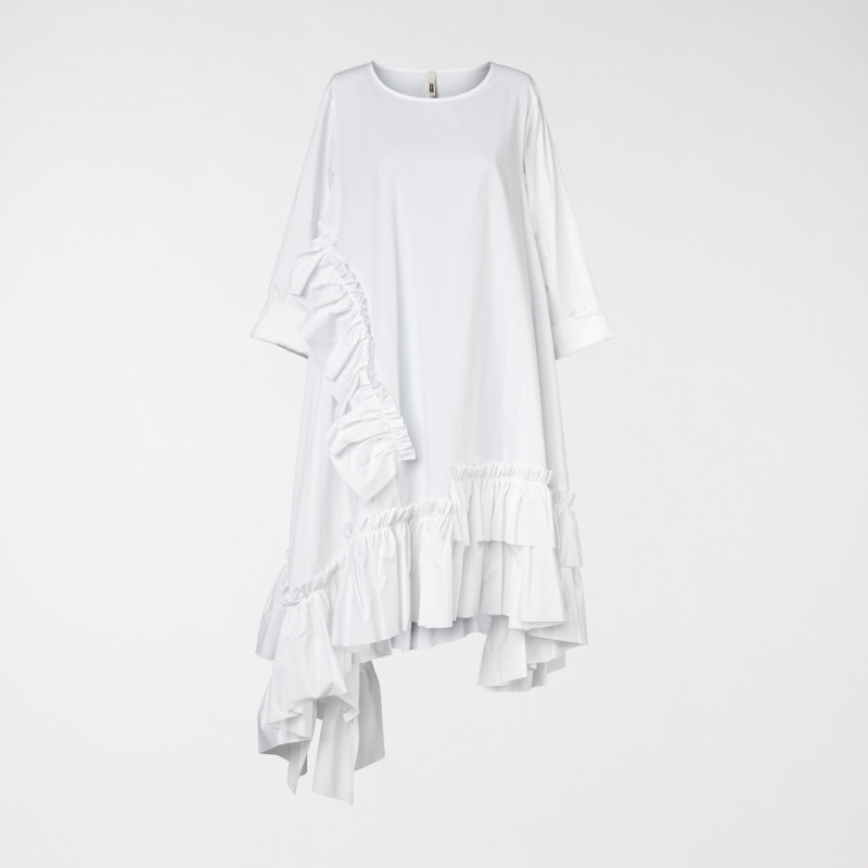 COTTON DRESS WITH ROUCHES