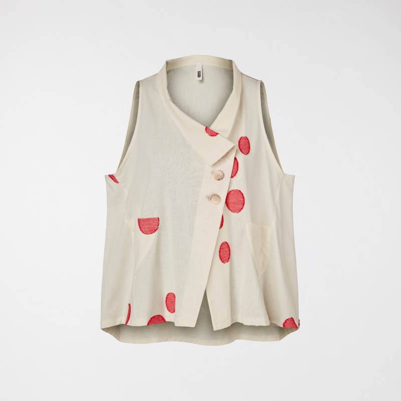 GILET CON RICAMI A CERCHIO