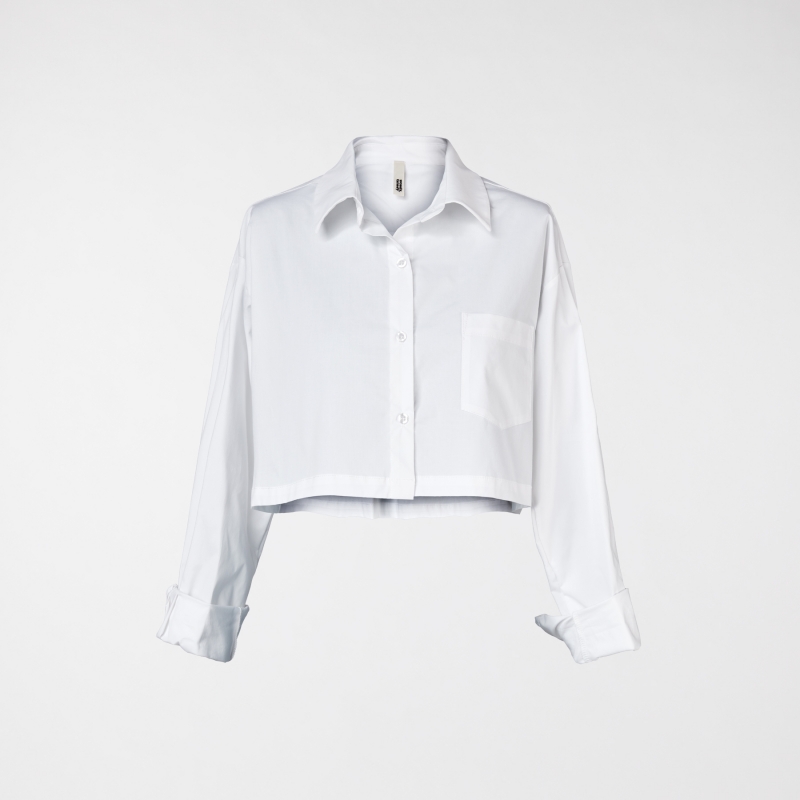 CROPPED SHIRT IN COTTON FABRIC