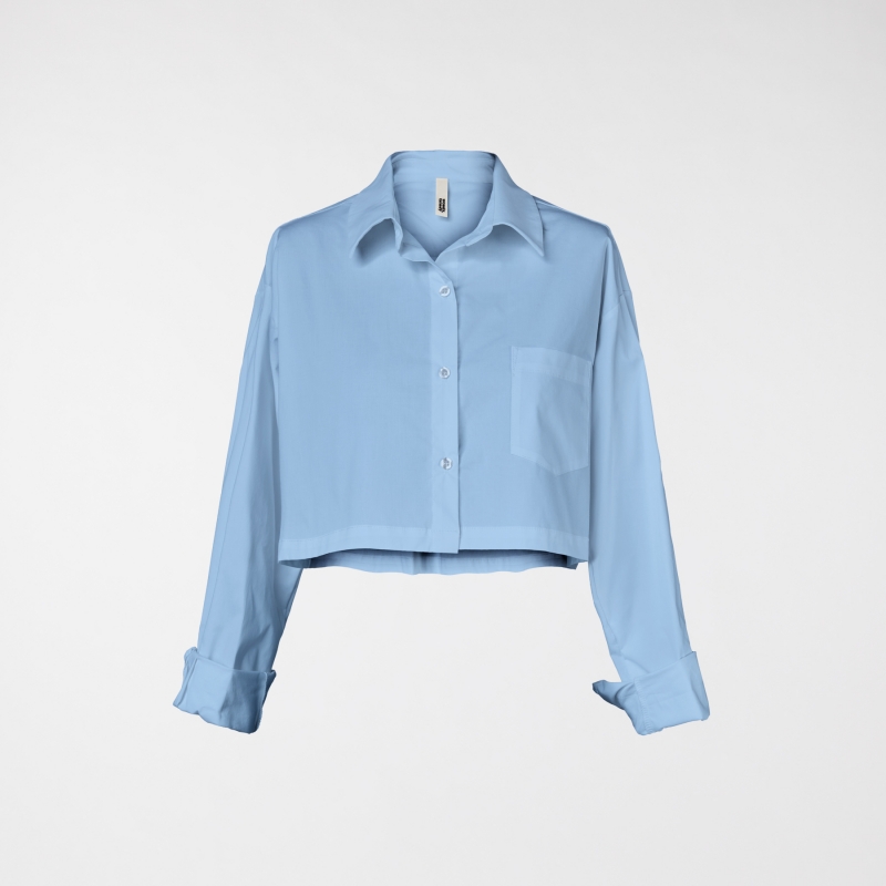 CROPPED SHIRT IN COTTON FABRIC