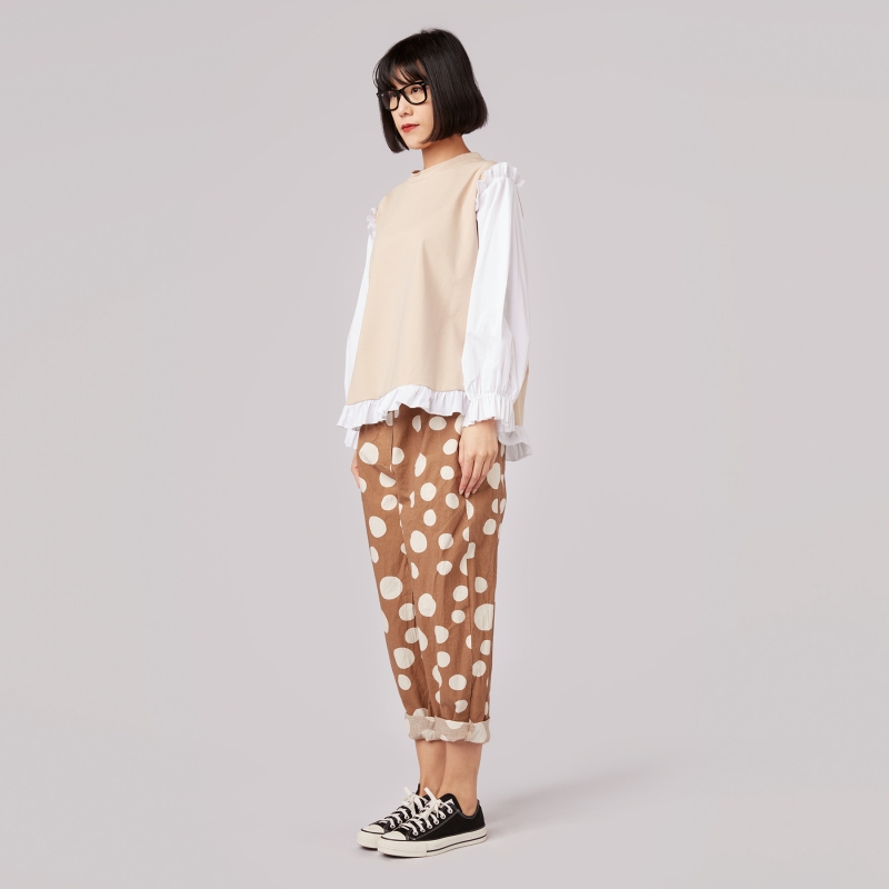 PANTALONI A POIS IN COTONE