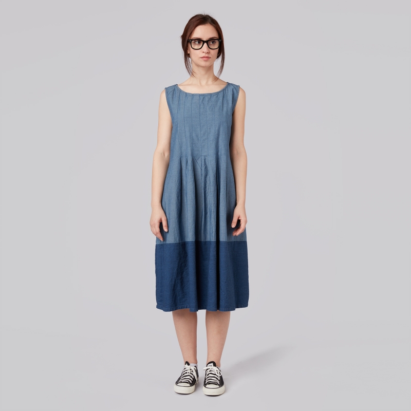 FLARED DOUBLE DENIM DRESS