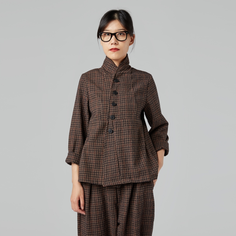 CHECKED JACKET IN WOOL...