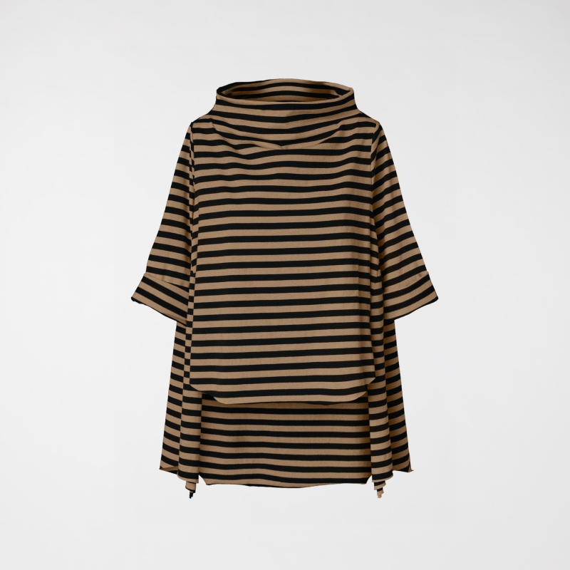 STRIPED T-SHIRT WITH COLLAR