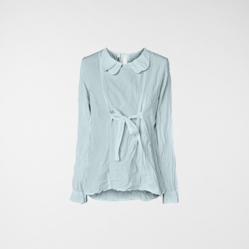 BLUSA CON COLLETTO TONDO IN...