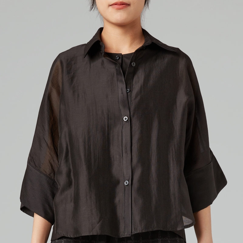 CROP FIT SEMI-SHEER SHIRT