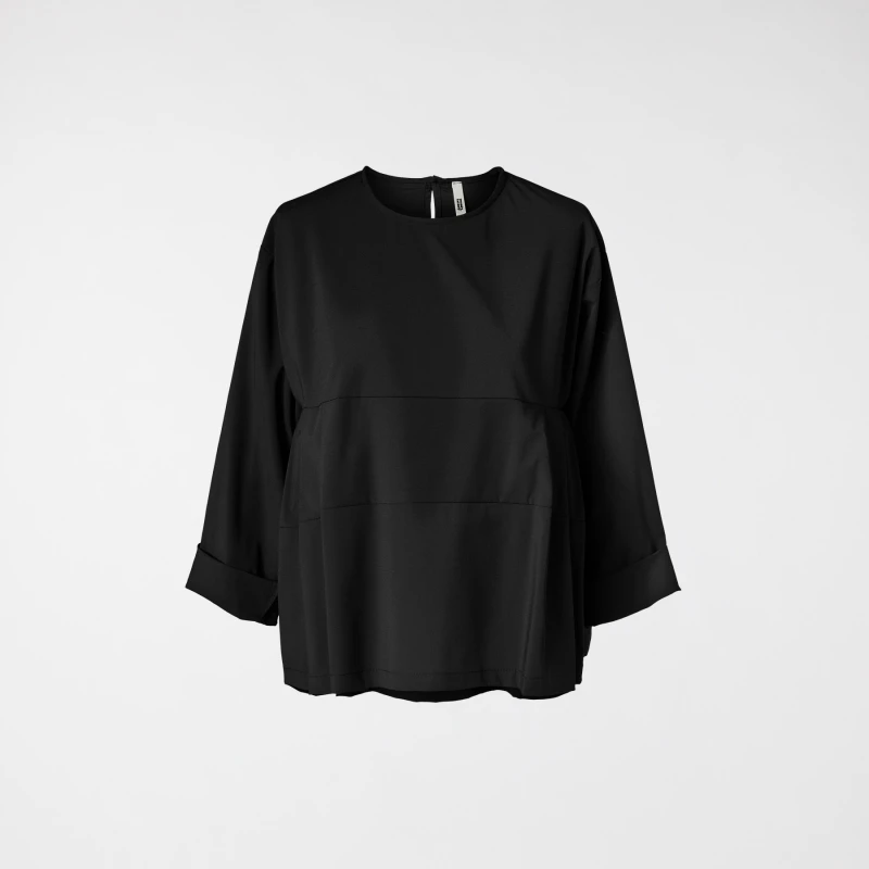 BLOUSE WITH PLEATS BLACK