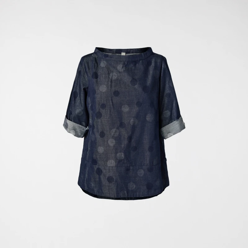 BLUSA IN DENIM A POIS