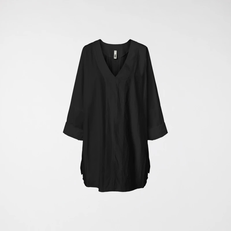 MAXI BLUSA CON SCOLLO A V NERO