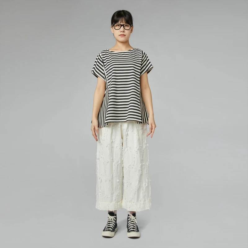 FLARED STRIPED T-SHIRT