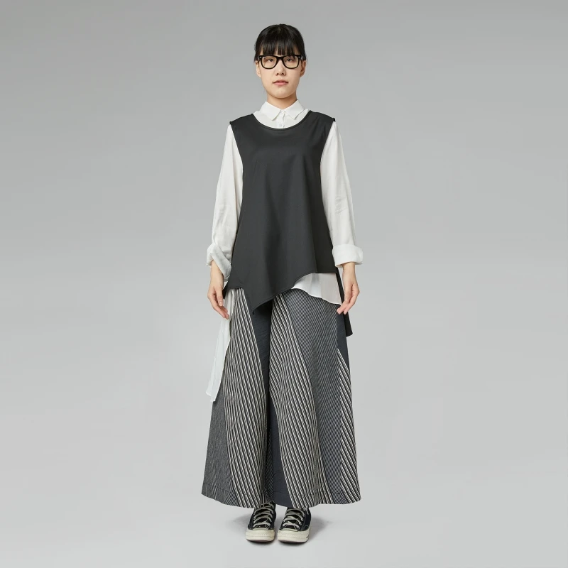 PANTALONI AMPI A RIGHE...