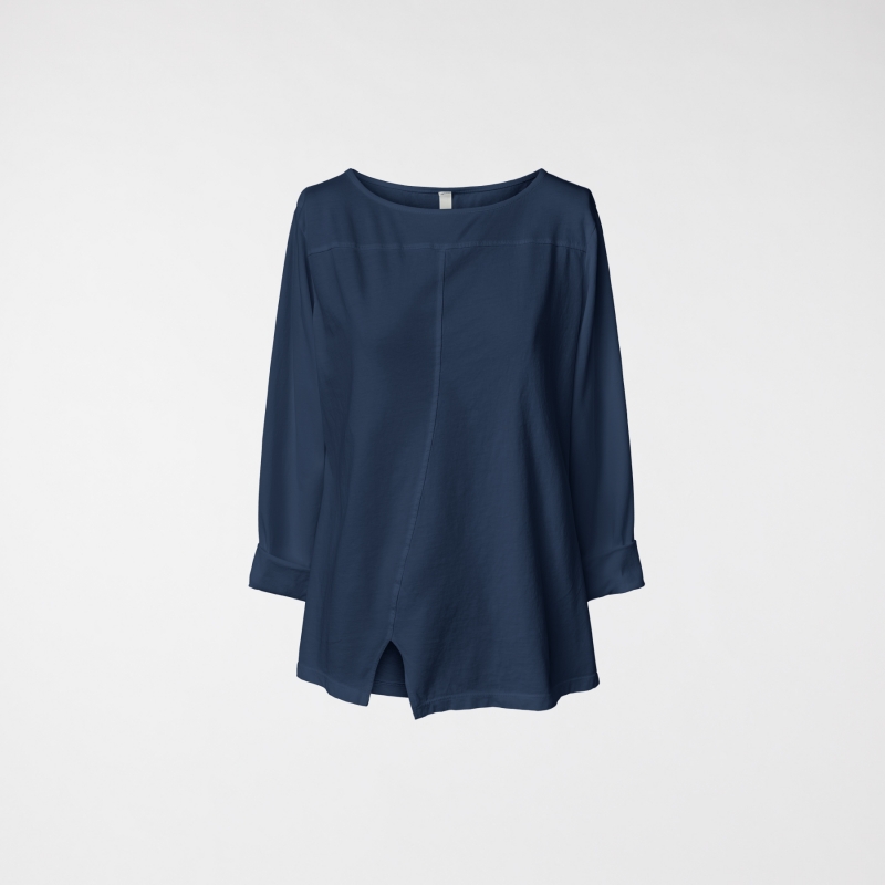 COTTON T-SHIRT WITH SPLIT BLUE
