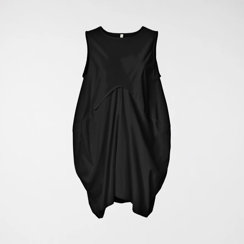 DRESS WITH CENTRAL PLEAT BLACK