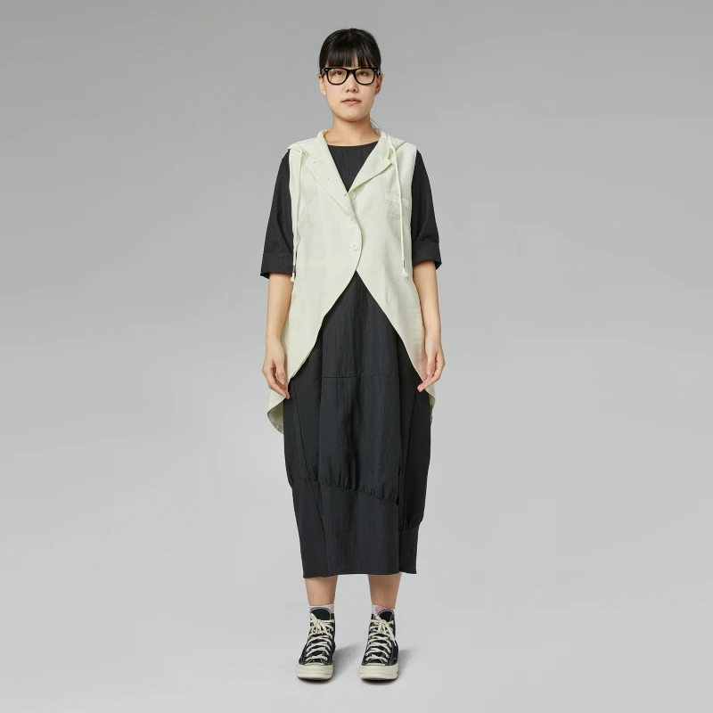 HOODED VEST OFF WHITE