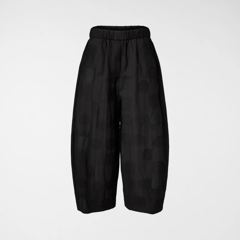 PANTALONE MORBIDO A POIS NERO