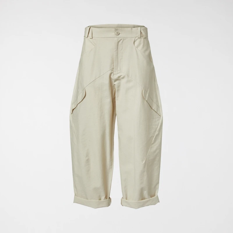 CREAM VISCOSE BLEND EGG PANTS