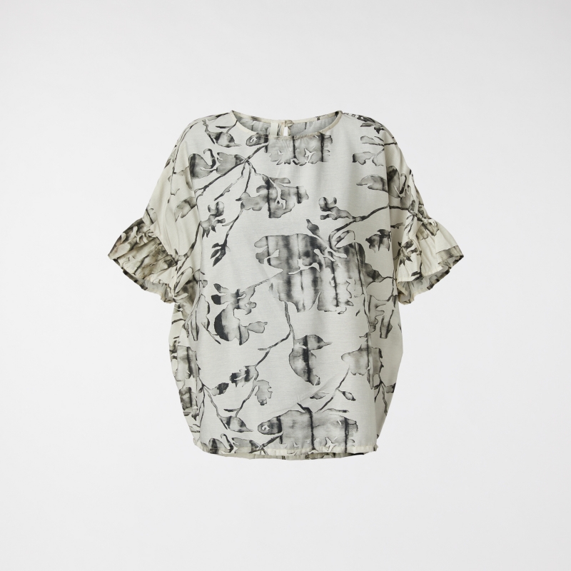BLOUSE FLORALE AVEC ROUCHES...
