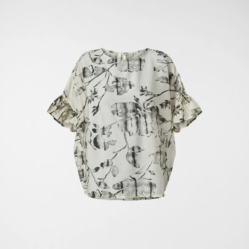 BLUSA FLOREALE CON ROUCHES...