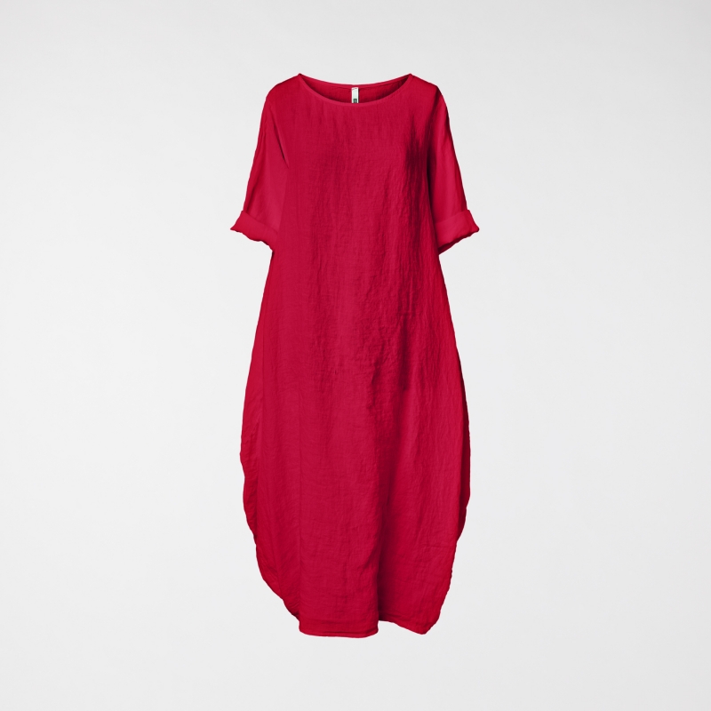 ROBE OVERSIZE EN LIN ROUGE