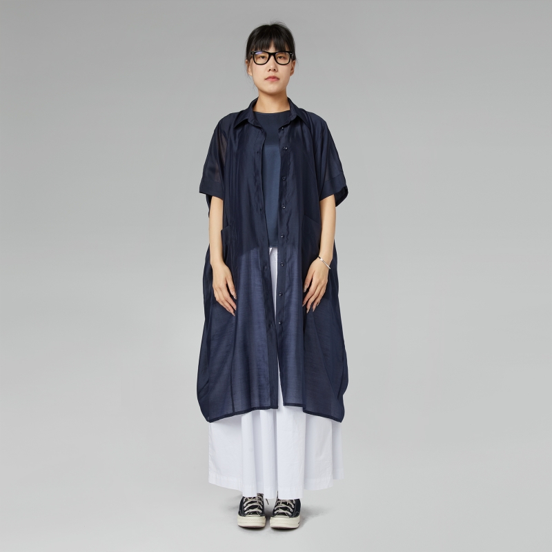 ABITO CAMICIA TRASPARENTE BLU