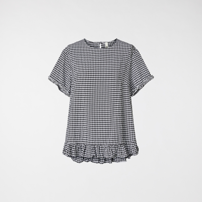 BLUSA A QUADRETTI IN MISTO...