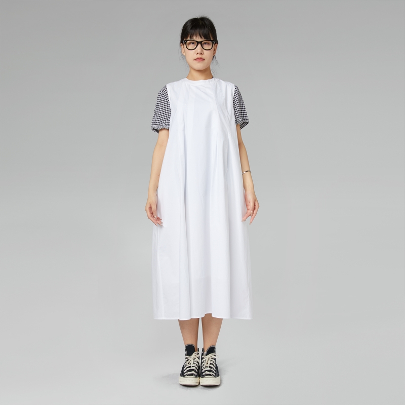 KLEID MIT FALTEN VORNE WEISSES