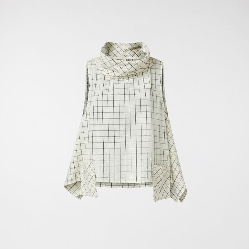 CHECKED TOP OFF WHITE