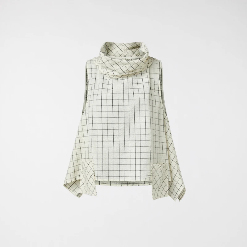 CHECKED TOP OFF WHITE