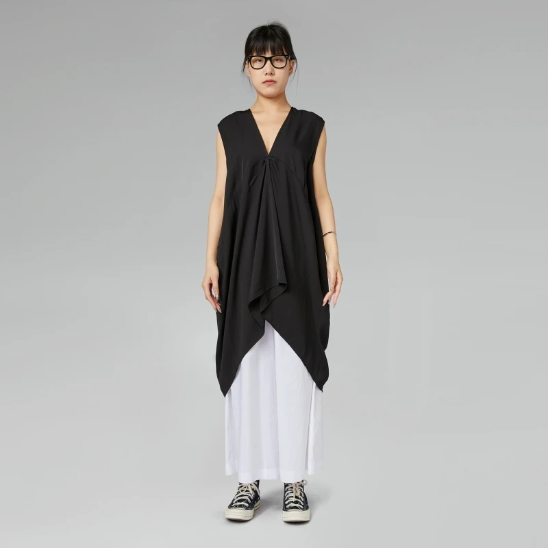 BLUSA LUNGA CON PIEGA FRONTALE