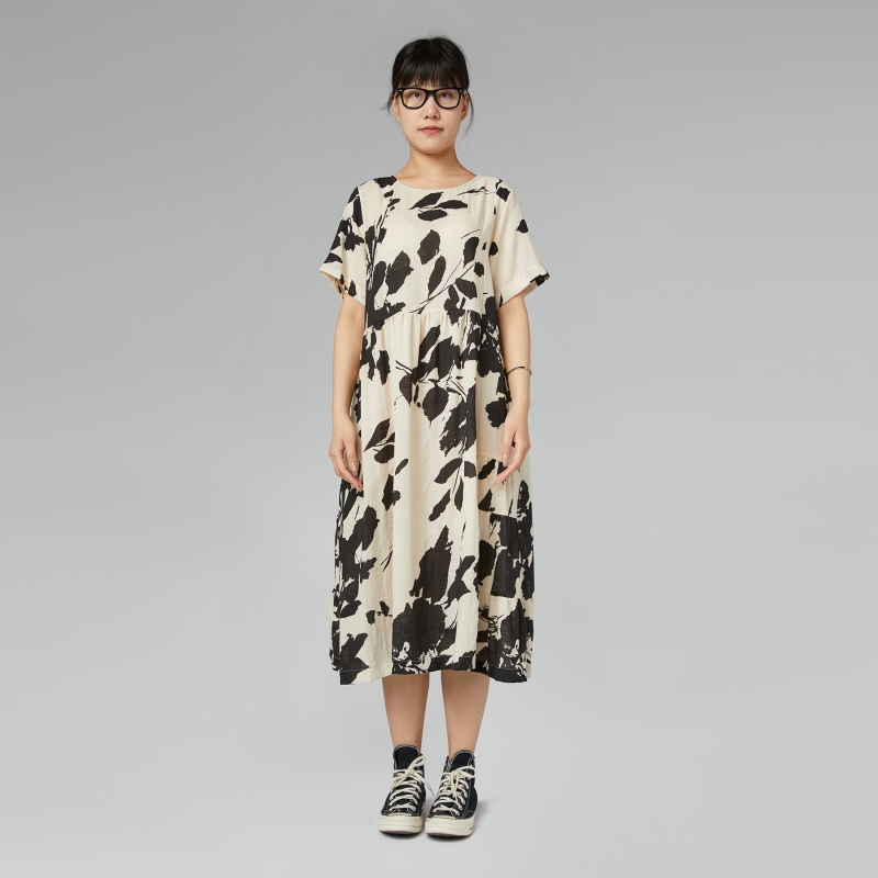 ROBE À FLEURS EN MÉLANGE DE...