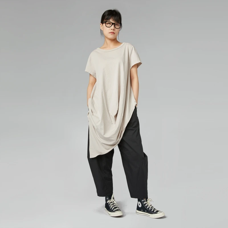 T-SHIRT A PUNTA BEIGE