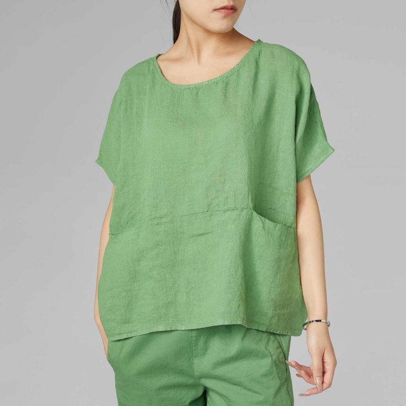 BLUSE REINE LEINEN GRÜN