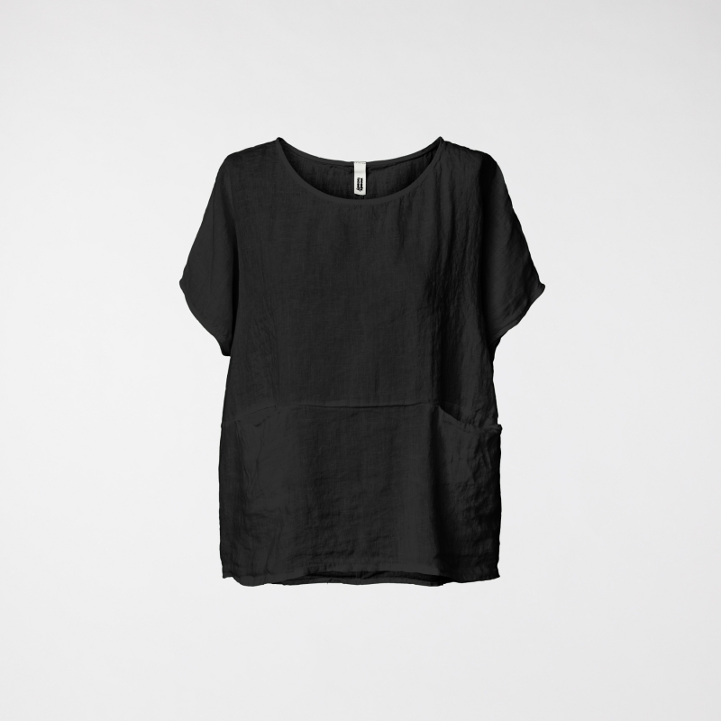 BLOUSE IN PURE LINEN BLACK