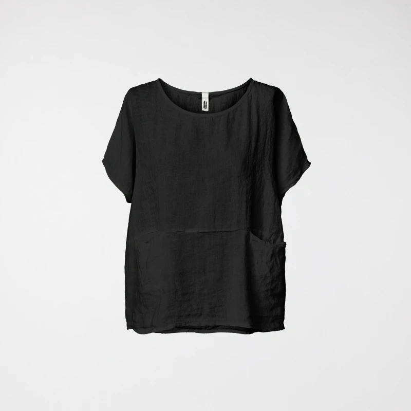 BLOUSE IN PURE LINEN BLACK