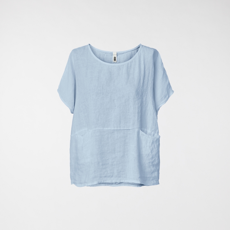 BLOUSE IN PURE LINEN SKY BLUE