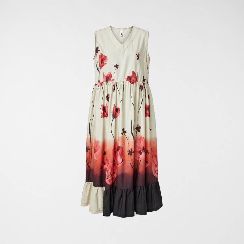 KLEID SCHATTIERT MIT ROTEN...