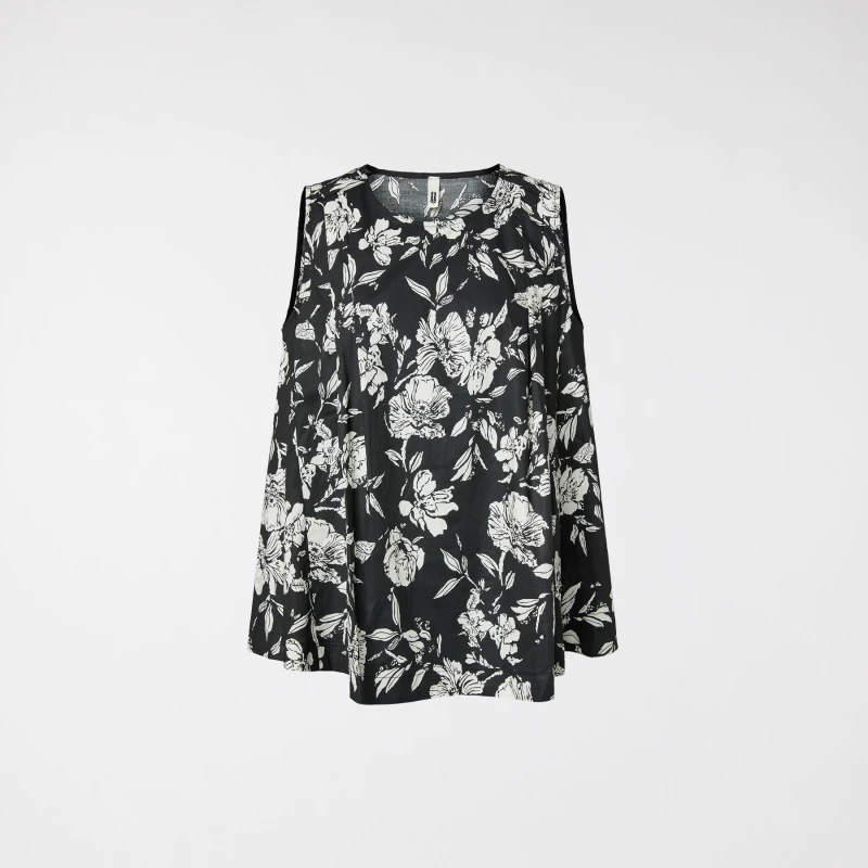 BLACK AND WHITE FLORAL TOP
