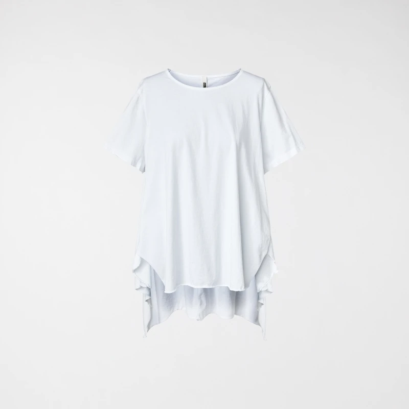 LONG BACK COTTON T-SHIRT WHITE